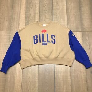 Nike Buffalo Bills Rewind Sweatshirt Womens Size L Tan Pullover Crew Oversized